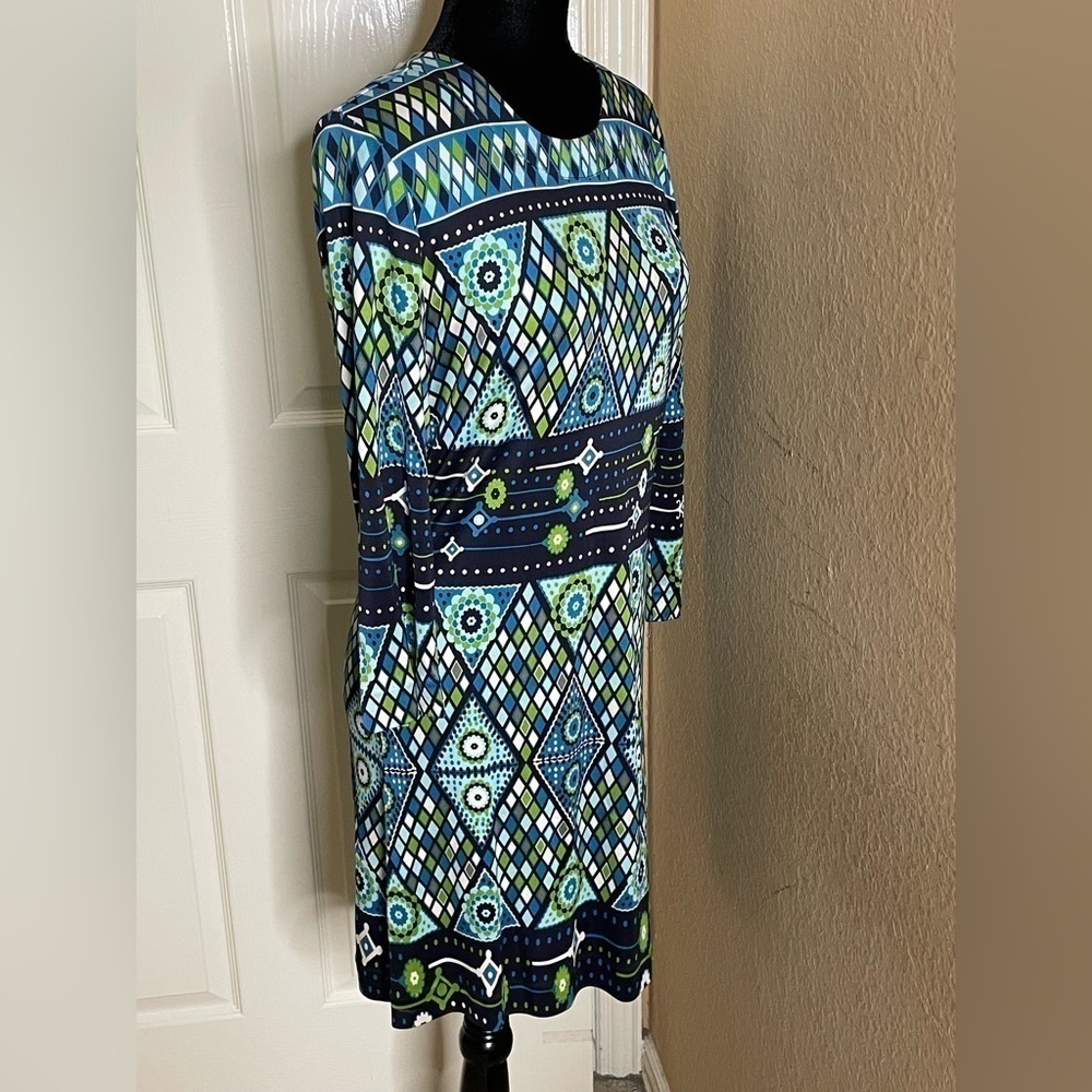 Tory Burch Dress Size 8 Claire Blue 100% Silk Stained Glass Mandala - Picture 11 of 14